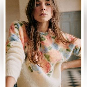 Sézane Malory Floral Jumper with Gold Flecks XS